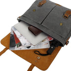 Craftshades 11x15 Canvas & Genuine Goat Leather Laptop Bag