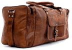 Craftshades -  |  22 Inch 3 Compartments (Expandable) Handcrafted Duffle Goat Leather Bag (Brown) | 100% Genuine Leather