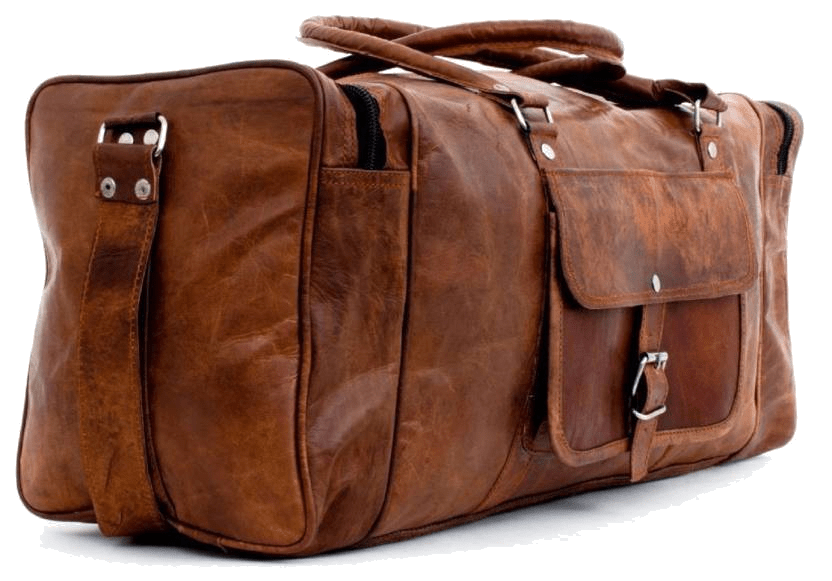 Craftshades -  |  22 Inch 3 Compartments (Expandable) Handcrafted Duffle Goat Leather Bag (Brown) | 100% Genuine Leather