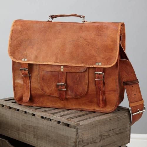 CraftShades  Combo Offer - 15 Inch Handmade Leather Laptop Bag, &amp; Belt
