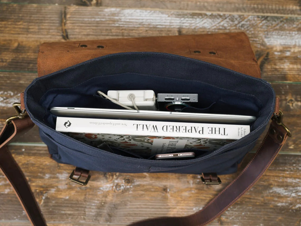 Canvas Messenger Bag - Blue