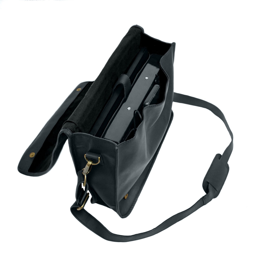 Craftshades – 10*13"Crossbody Handcrafted Small  Goat Leather messenger bag - Black | 100% Genuine Leather