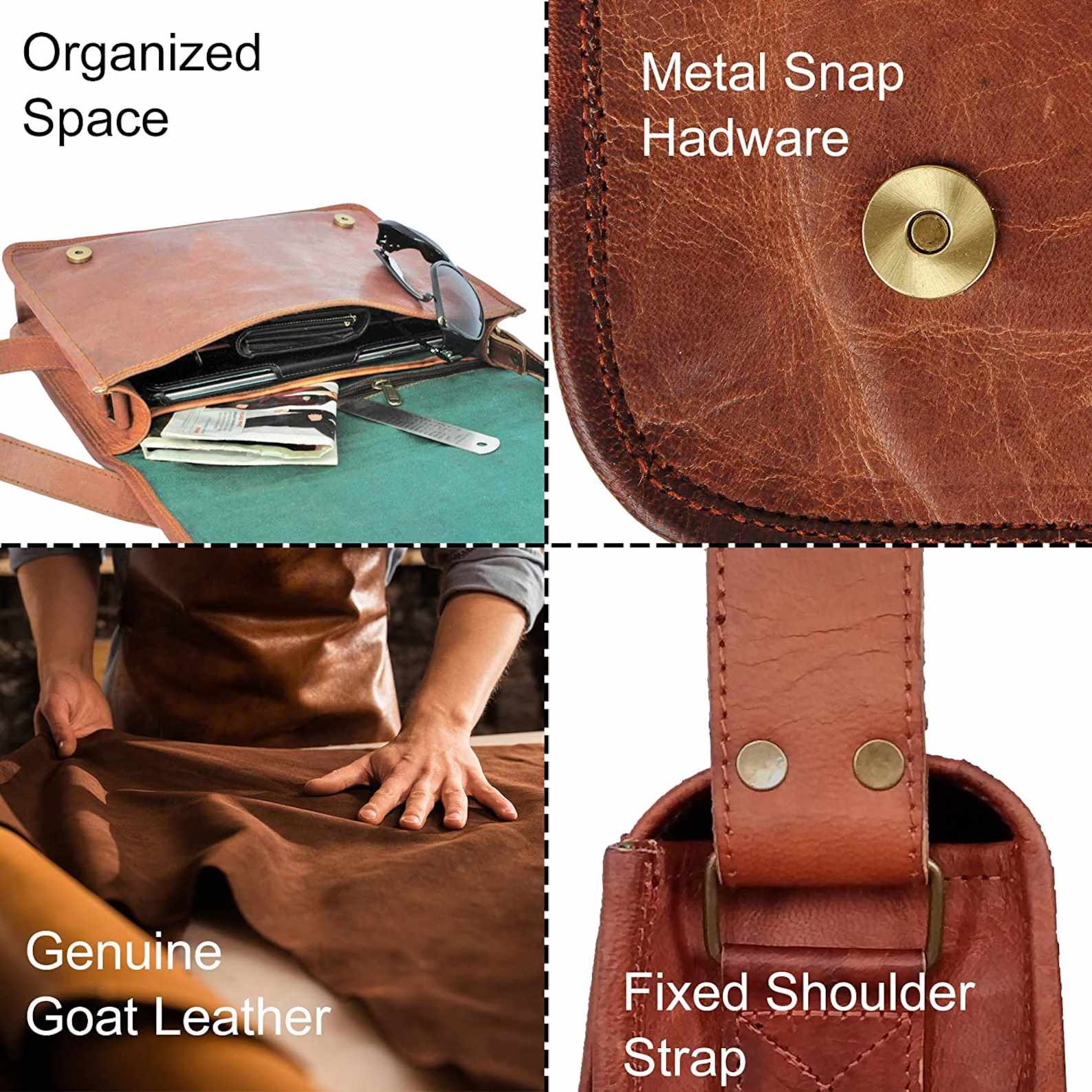 Craftshades – 15 Inch  Handcrafted Goat Leather Laptop Bag | 100% Genuine Leather
