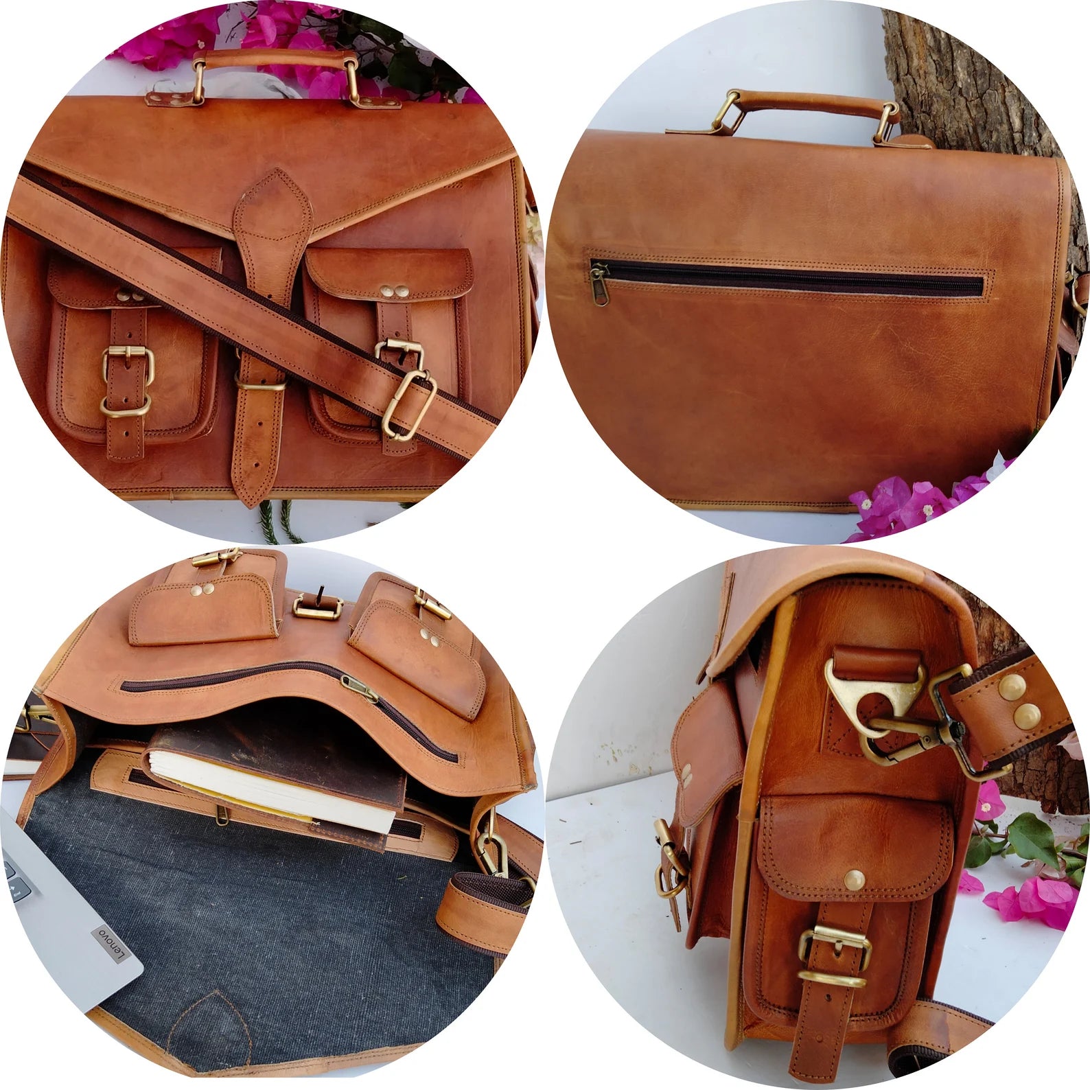 Craftshades – 16 Inch Handcrafted Briefcase Goat Leather Bag | 100% Genuine Leather