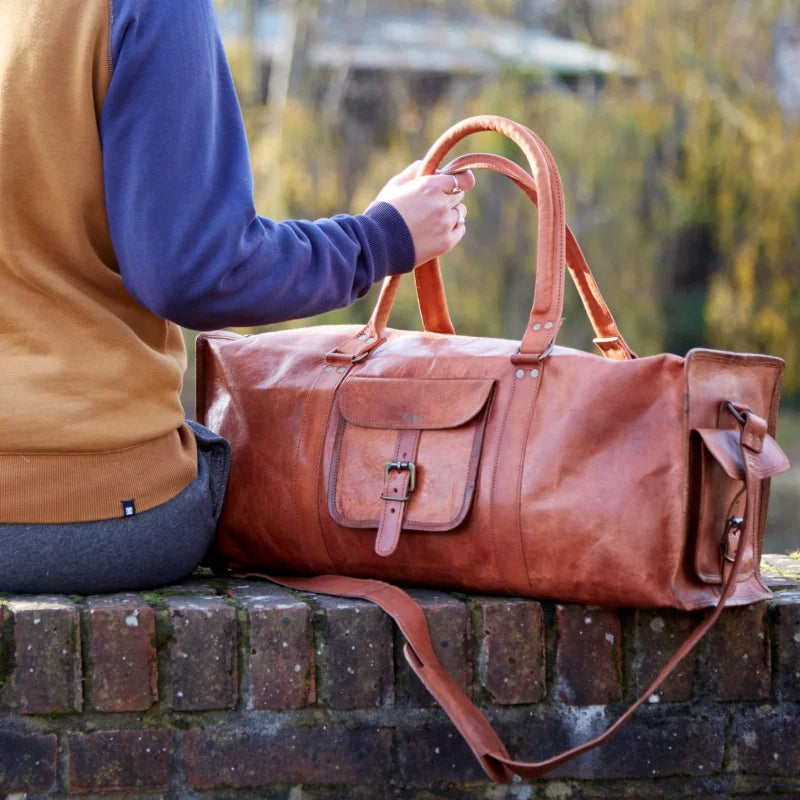 Craftshades 100% Genuine Leather Travel Duffle Bag