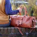 Craftshades -  22 Inches 4 Edges Handcrafted Duffle Goat Leather Bag | 100% Genuine Leather Bag
