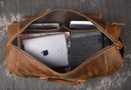 Craftshades -  |  22 Inch 3 Compartments (Expandable) Handcrafted Duffle Goat Leather Bag (Brown) | 100% Genuine Leather