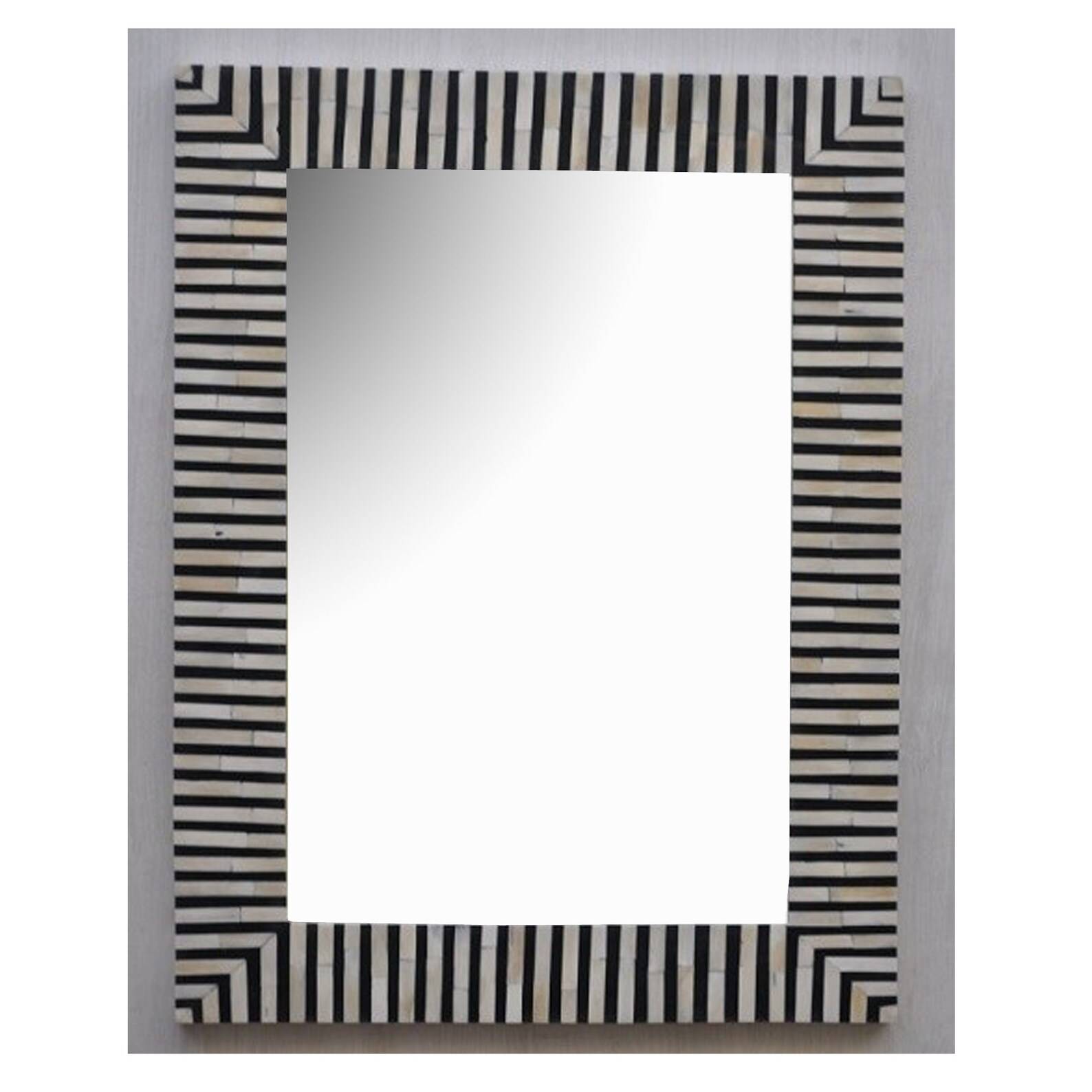 Handmade Bone Inlay Mirror Frame – Floral Motif