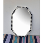 Handmade Bone Inlay Mirror Frame – Floral Design (White &amp; Black)