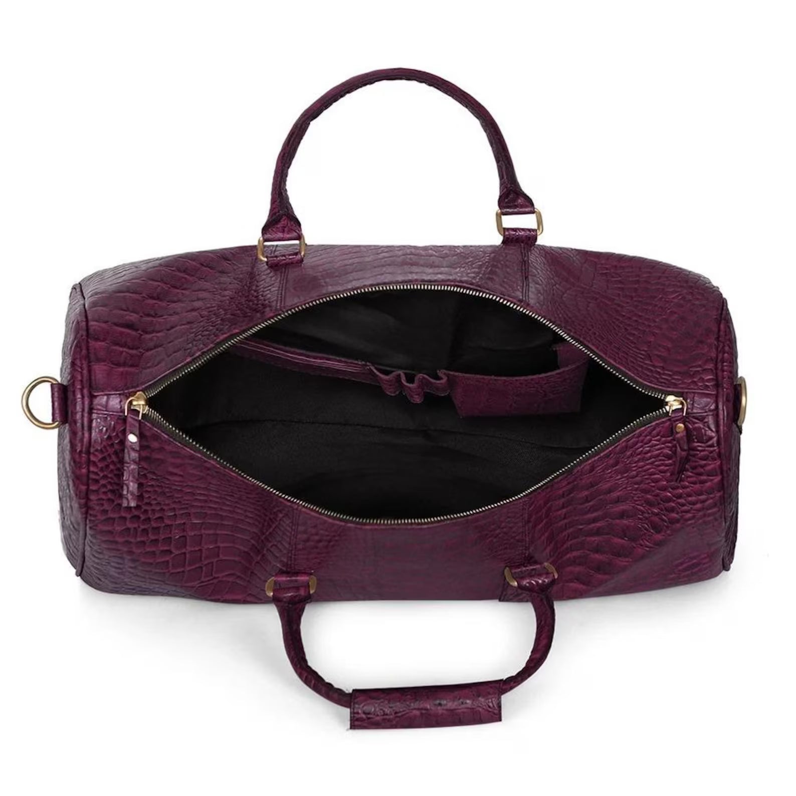 Forest Burgundy Embossed Genuine Leather Duffle Bag