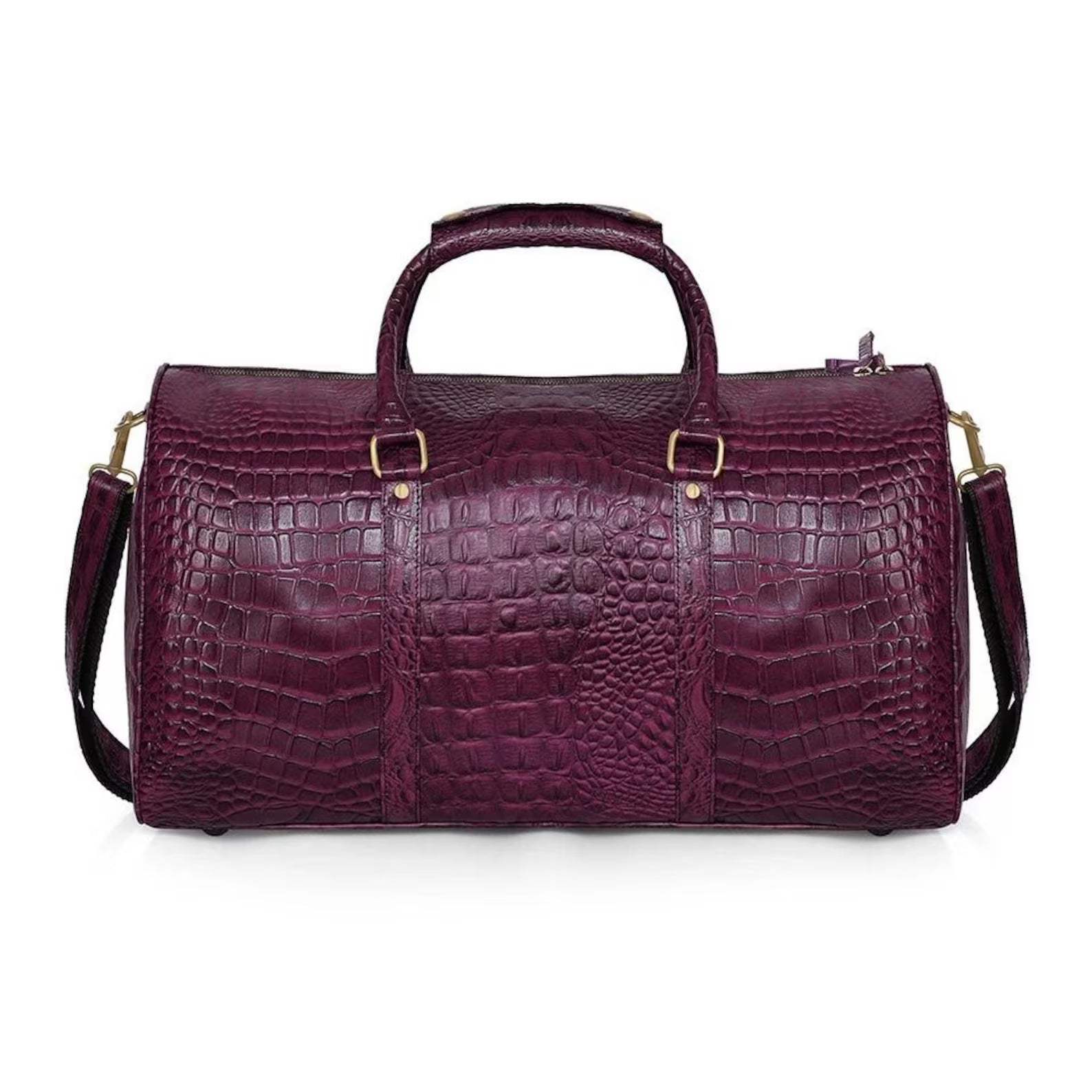 Forest Burgundy Embossed Genuine Leather Duffle Bag