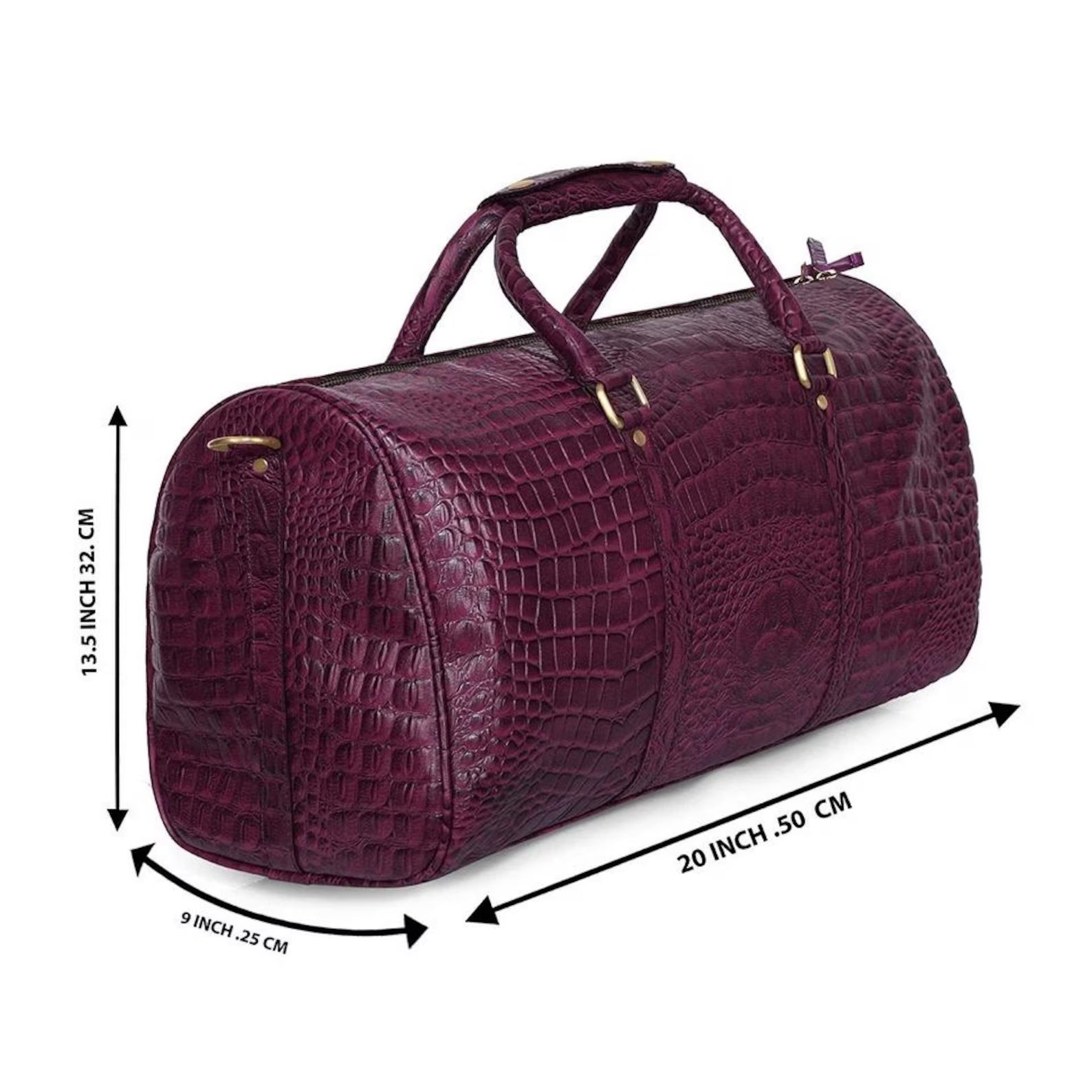 Forest Burgundy Embossed Genuine Leather Duffle Bag