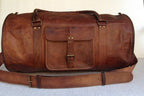 Craftshades - 20 Inch Handcrafted Curved Duffle Goat Leather Bag | 100 Genuine Leather