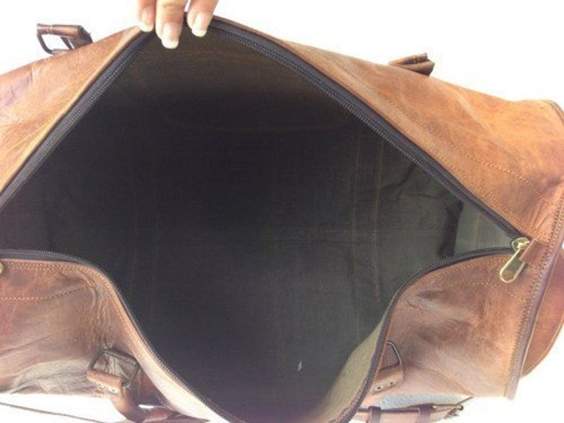 Craftshades - 20 Inch Handcrafted Curved Duffle Goat Leather Bag | 100 Genuine Leather