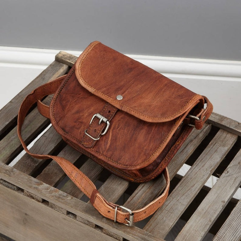 Craftshades – 5*7 Inch Plain Handcrafted Goat Leather Sling Bag | 100% Genuine Leather