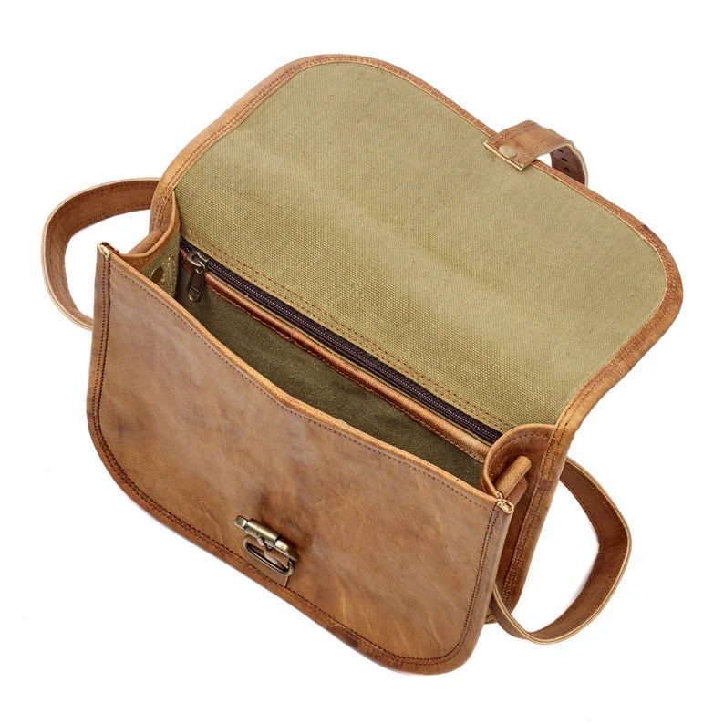 Craftshades – 5"7 Single Strip Handcrafted Messenger Leather Bag | 100% Genuine Leather