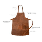 CraftShades Distressed Multi-Pocket Leather Apron - Brown Full Grain Leather - Butchers Apron For Hobbyists Woodwork Blacksmith with Pockets by CraftShades