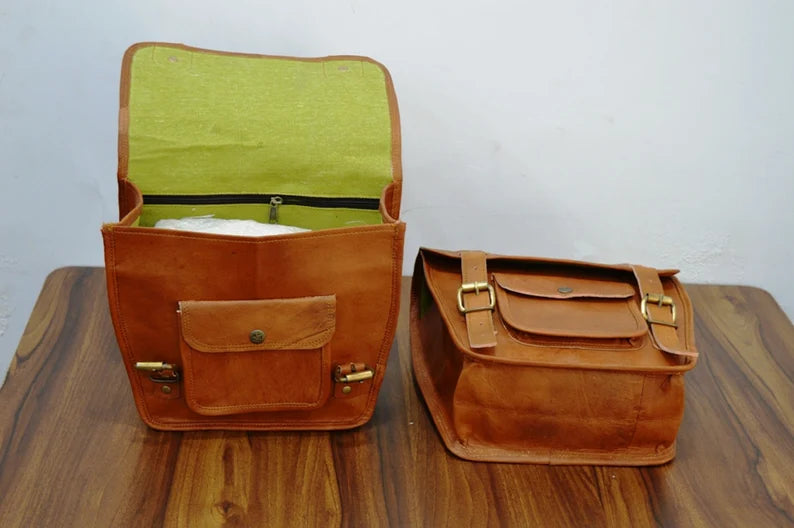 Craftshades Motorcycle Side Panniers Bag, Motorcycle Side Pouch, Brown Leather Side Pouch, Set of 2 Saddlebags, Saddle Panniers, Leather Bike Bag
