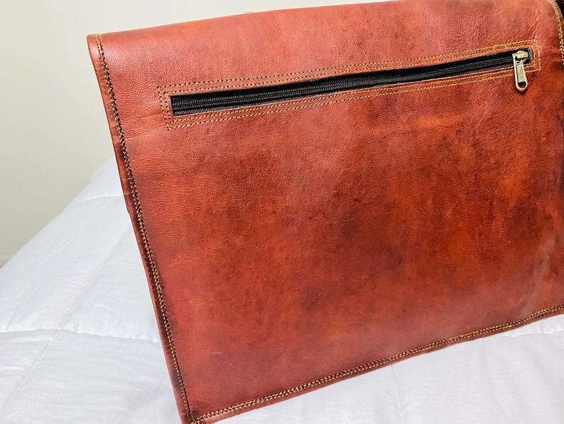 Craftshades – 13 Inch Classic Handcrafted Goat Leather Laptop Bag | 100% Genuine Leather