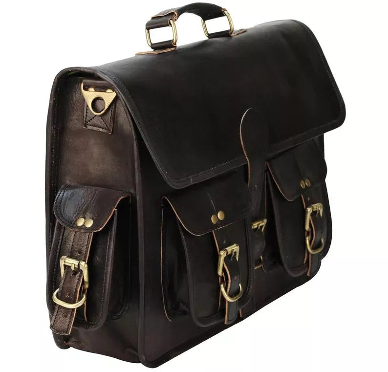 Craftshades Handmade Multi Pocket Leather Office Bag