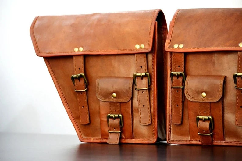 Craftshades Leather Bike Bag pair saddle bag set of 2 bags