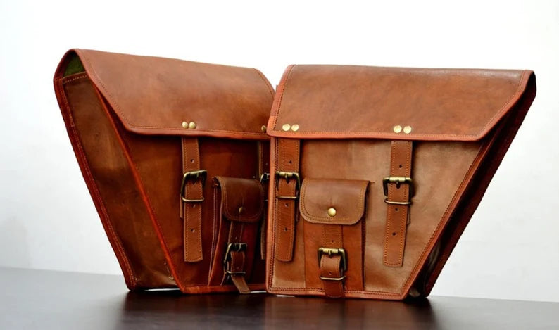 Craftshades Leather Bike Bag pair saddle bag set of 2 bags