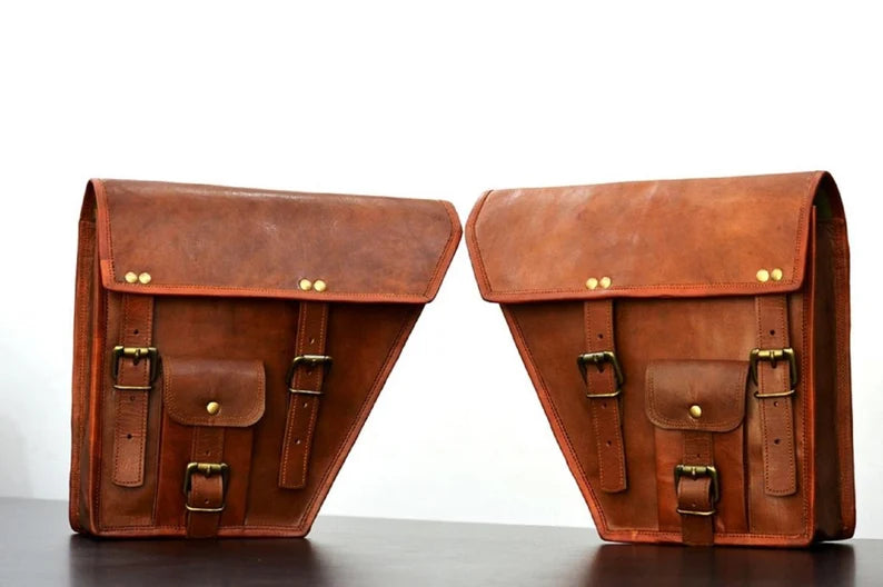 Craftshades Leather Bike Bag pair saddle bag set of 2 bags