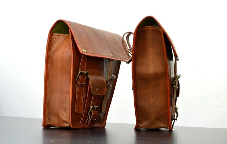 Craftshades Leather Bike Bag pair saddle bag set of 2 bags