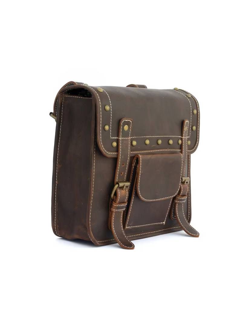 CraftShades Leather Bike Bag saddle bag bags panniers bag Saddlebags Side Leather Motorcycle Side Panniers Bag brown color (Copy)