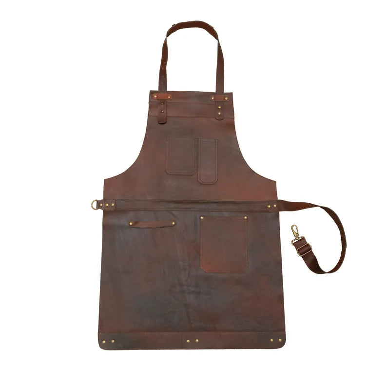 CraftShades Dark Brown Full Grain Leather Apron Butcher Apron -Cook Apron -BBQ Apron -Cooking Apron - Blacksmith Apron - Barber Apron - Woodwork Apron