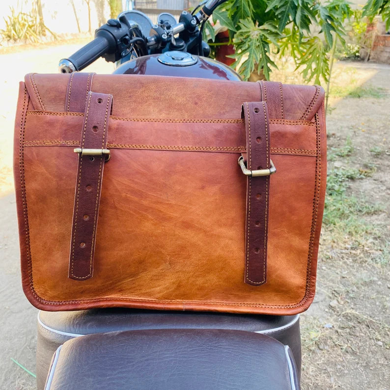CraftShades Classic Leather Motorcycle Saddlebag