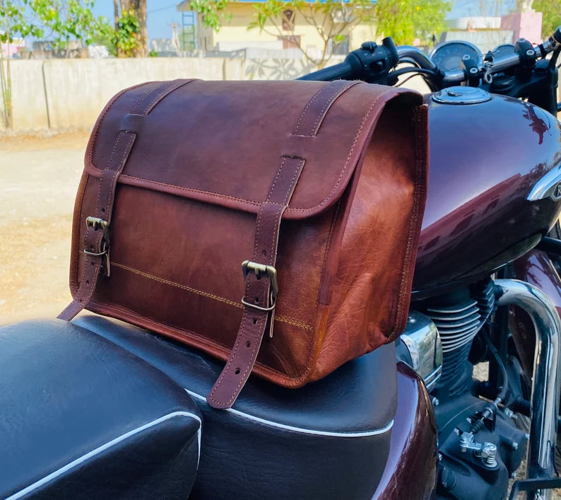 CraftShades Classic Leather Motorcycle Saddlebag