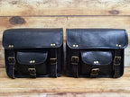 Leather Motorcycle Black Side bags 