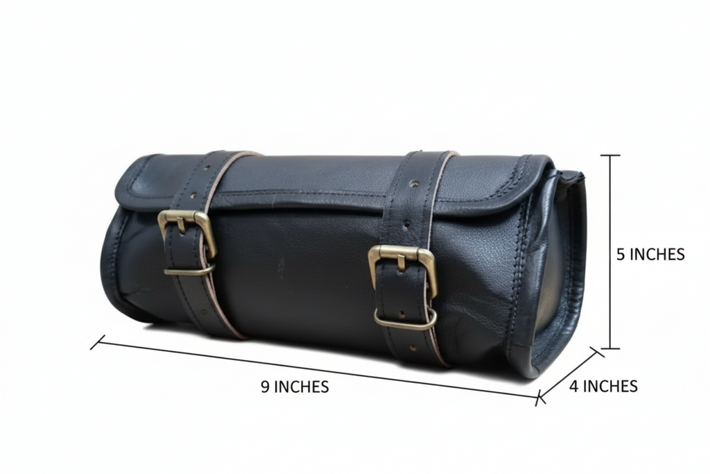 CraftShades Leather Motorcycle Black Side Round bags