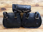 Craftshades Saddle Bags Motorcycle Bag Black Leather Pouch Saddlebag Motorbike Tool Pouch Set of 3 Bags Saddle Leather bag