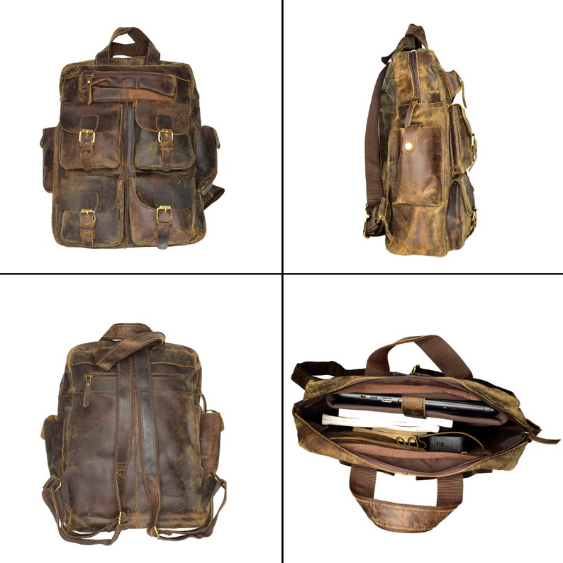 Craftshades Vintage Handmade Leather Messenger Bag for Laptop Briefcase Best Computer Satchel School Distressed Bag 18 inches (Brown)