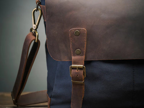 Canvas Messenger Bag - Blue