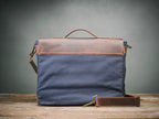Craftshades – 11*15" Handcrafted Canvas+ Goat Leather Laptop Bag (Brown) | 100% Genuine Leather