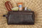Craftshades Combo - 3 Outer Pockets 24" Edge Handcrafted Duffle Leather Bag &amp; Toiletry Bag