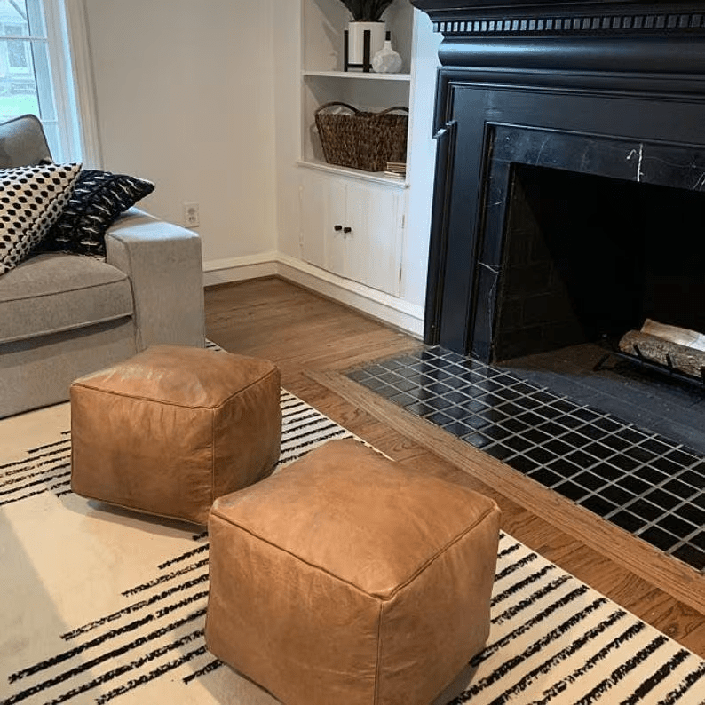 Moroccan Leather Pouf