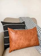 leather Tan sofa  Cushion cover