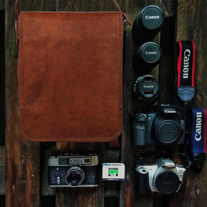 Craftshades - 9*11 inches Full Flap Handcrafted Goat Leather Sling Bag | 100% Genuine Leather