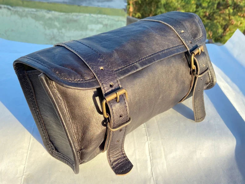 CraftShades Leather Motorcycle Black Side Round bags