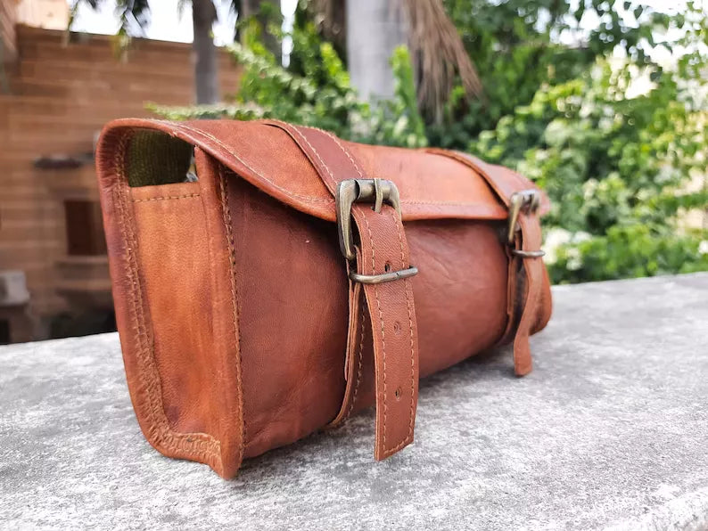 CraftShades Leather Motorcycle Brown Side Round bags
