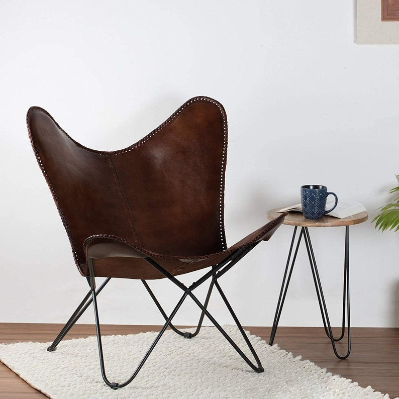 Butterfly chair brown cover Goat leather
