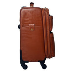 Leather Trolley Travel Bag Weekender Overnight Light Brown Leather Bag With Four Wheels Leather Cabin