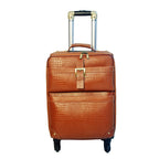 Leather Trolley Travel Bag Weekender Overnight Light Brown Leather Bag With Four Wheels Leather Cabin