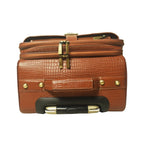 Leather Trolley Travel Bag Weekender Overnight Light Brown Leather Bag With Four Wheels Leather Cabin