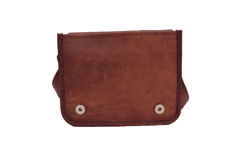 Craftshades - 9 Inch  Full Flap Plain Handcrafted Small Goat Leather Sling Bag | 100% Genuine Leather