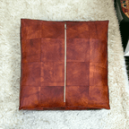 Square Leather Moroccan Pouffe